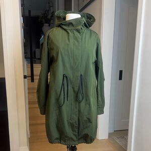 MO&Co. Olive Green Hooded Parka – Size S – Removable Lining